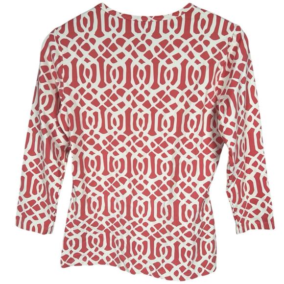 J McLaughlin Nylon Women Pink Geometric Dunham Ruffle Top XS - Picture 2 of 7